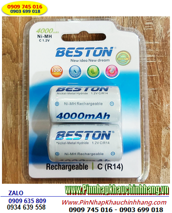 Beston C4000mAh C/R14, Pin sạc 1.2v Beston C4000mAh C/R14 (Nickel Metal Hydride) / Vỉ 2 viên